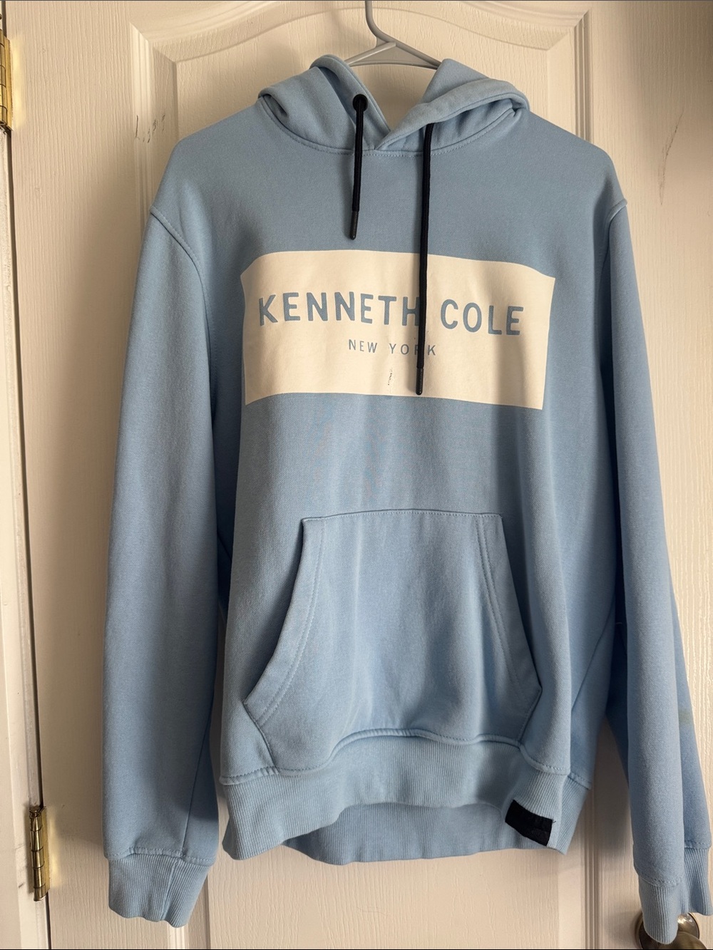 Kenneth Cole Light Blue Hoodie with White Logo Panel